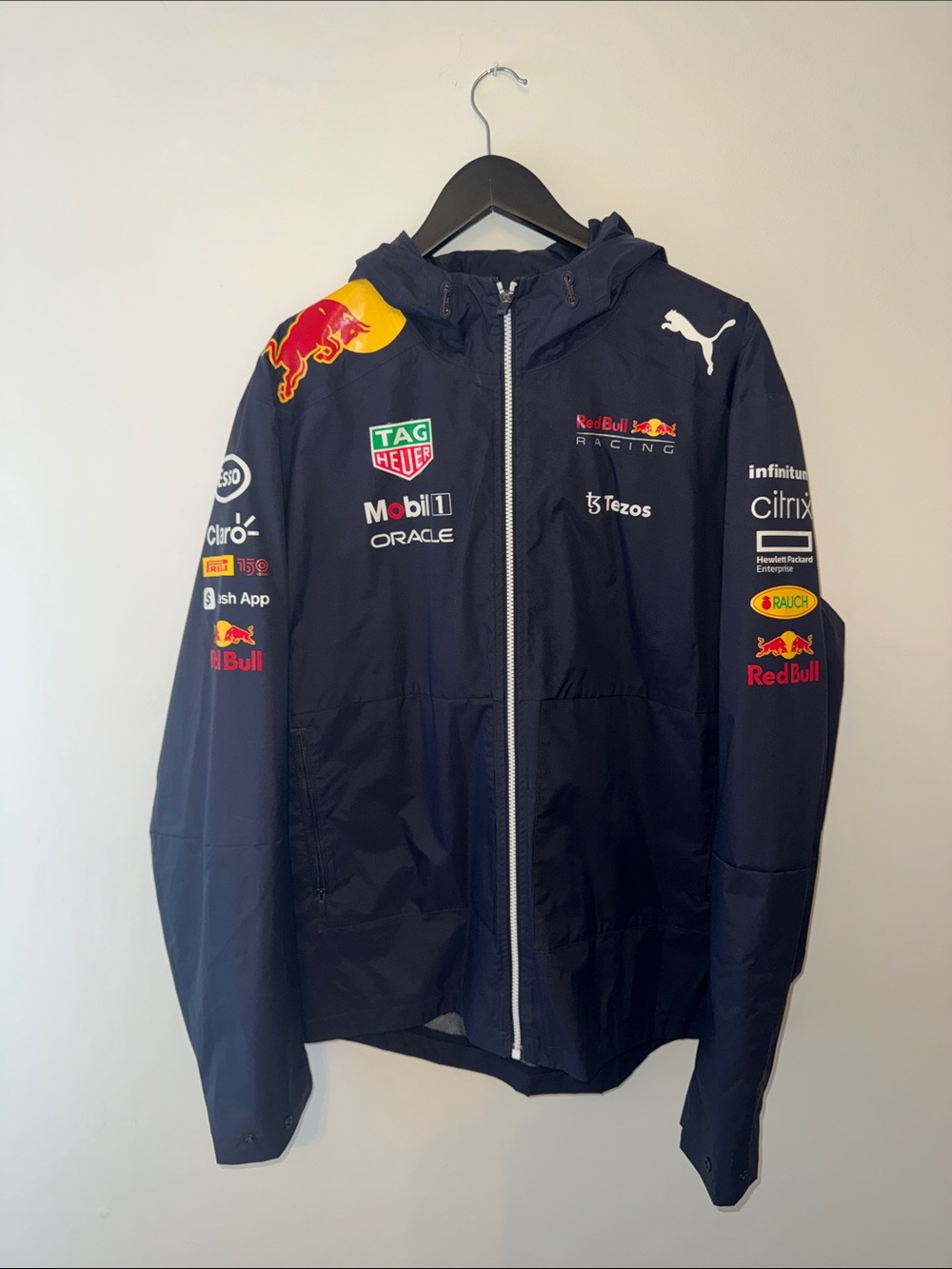 Red Bull Racing Hooded Team Rain Jacket with Red & Yellow Logos